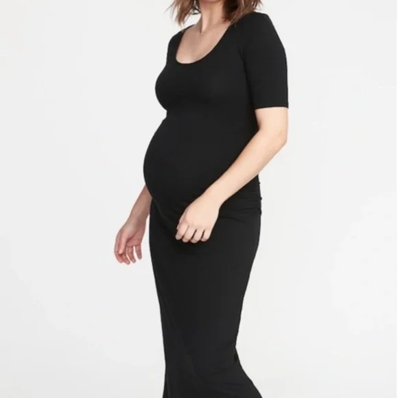 Old Navy Dresses 32 Black Fitted Maxi Maternity Dress Poshmark